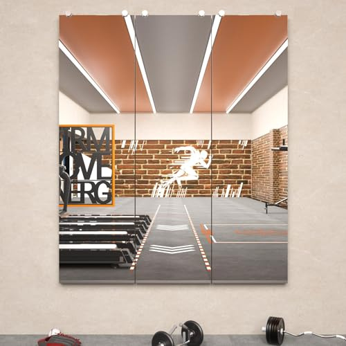 Keonjinn 56 x 16 Inch Gym Mirror for Wall, Workout Mirrors Full Length for Fitness, Wall Mounted Frameless Mirrors for Dance Studio, Garage, Home Gym Oversized Activity Mirror, 2 PC