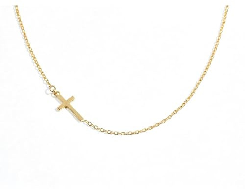 hoffnungsart hoffnugsart Halskette Damen Kreuz Anhänger 925 Sterling Silber, liegendes Kreuz quer