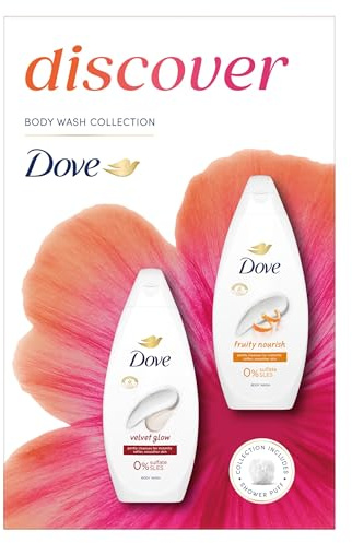 Dove Discover Duo Gift Set Body Wash Collection with a shower puff perfect gifts for her 2 piece