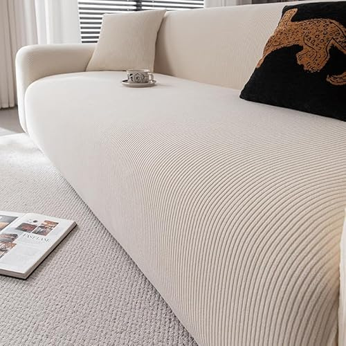 YHXAIQ Elastischer Alles inklusive Sofaschoner, Polarfleece Couch Cover mit Überzug, Rutschfester Universeller Sofabezug für 2/3/4-Sitzer(Beige 1,145-185 cm)