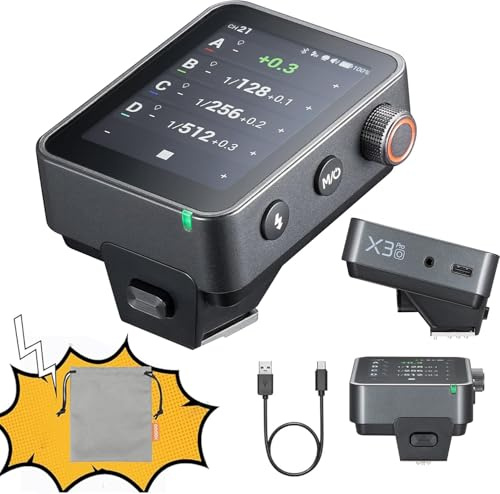 Godox X3Pro Déclencheur Flash sans Fil TTL 2.4GHz sans Fil avec Écran Tactile HSS TCM Modes Auto/Manuel/Multiple Prend en Charge Le Contrôle par Application (X3Pro O)