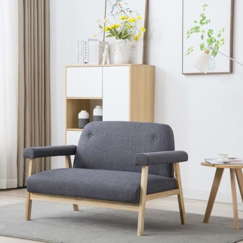 Frdhee Bodensofa Wohnzimmermöbel,2-Sitzer-Sofa Stoff Dunkelgrau für Schlafzimmer, Wohnung, Büro, Einfache Montage