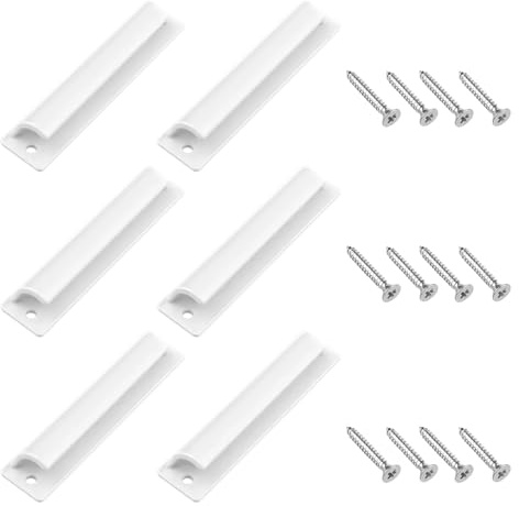 PjuQow 6 Stück Balkontürgriff Außen Metall, Aluminiumlegierungsgriff Mit Schrauben, Türgriffe Schrank, Terassentürgriff Außen, Weiße Türgriffe, Robustes Design Für Außenbereich, Einfache Montage