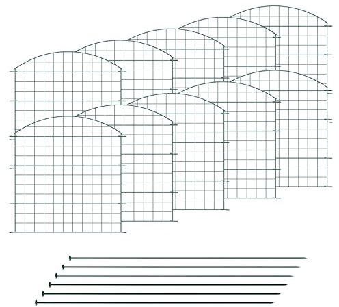 VERDOBA Teichzaun Gartenzaun Komplettset - Metall 10 Zaunelemente - Zaun für den Garten, Gitterzaun Set Oberbogen - für Hunde (10x Oberbogen, Grün - RAL 6005)