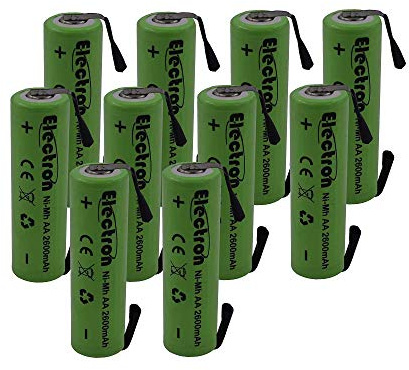 10x Batteria ricaricabile Ni-Mh Stilo AA 1,2V 2600mAh con linguette lamelle terminali a saldare per pacco pacchi batteria