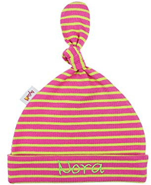 Babymütze/Zipfelmütze mit Namen personalisiert * Ringel pink-limi