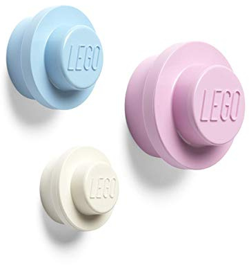 LEGO Room Copenhagen Wandhaken, 3 Stück (weiß, hellblau, rosa)