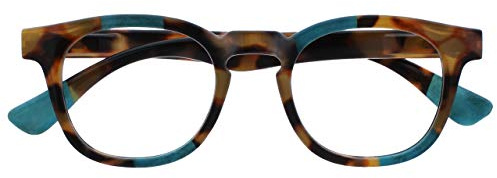 OPULIZE Ava Lesebrille Schmeichelhaft Abgerundet Rahmen Federscharniere Kratzfest Braun Schildpatt Türkis Herren Damen R62-Q +1.00