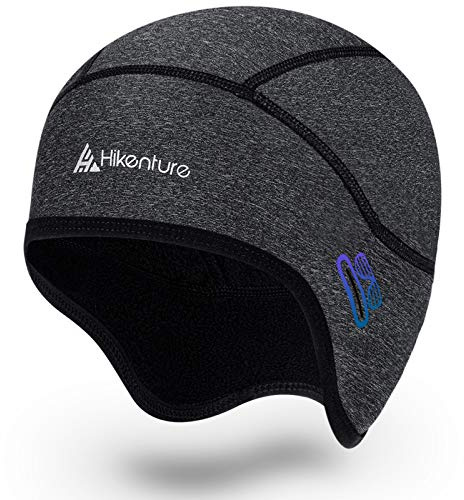 HIKENTURE Bonnet de Cyclisme d'hiver/Printemps - Chaud, Coupe-Vent et Confortable - sous Casque Léger avec Trous pour Lunettes - pour Vélo, Moto, Ski, VTT, Running, Escalade - Gris, 52-60cm
