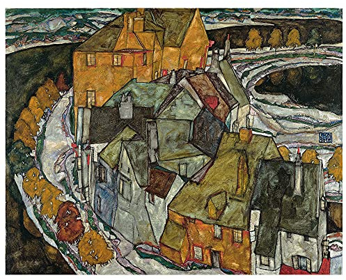 Legendarte - Cuadro Lienzo, Impresión Digital - Crescent Of Houses II (Island Town) - Egon Schiele - Decoración Pared cm. 50x60