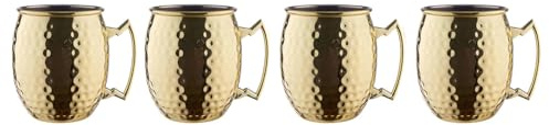 BUTLERS 4er-Set Becher MOSCOW MULE Edelstahl gehämmert 470ml | Cocktailbecher Set | ideal für Moscow Mule Longdrinks Party