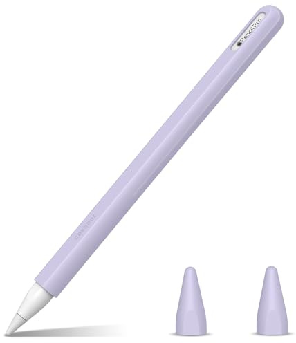Fintie Silikon-Schutzhülle für Apple Pencil Pro und Apple Pencil 2. Generation, leichte Stift-Schutzhülle, weicher schützender Stifthalter mit 2 Federabdeckungen, Zubehör, Lila