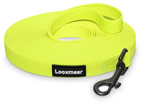 Looxmeer Wasserdicht Schleppleine für Hunde, 3m 5m 7m 10m 15m 20m Biothane Schleppleine mit Robusterem Karabiner, Wasserfest Hundeleine Laufleine für Große bis Kleine Hunde, Reißfeste Trainingsleine