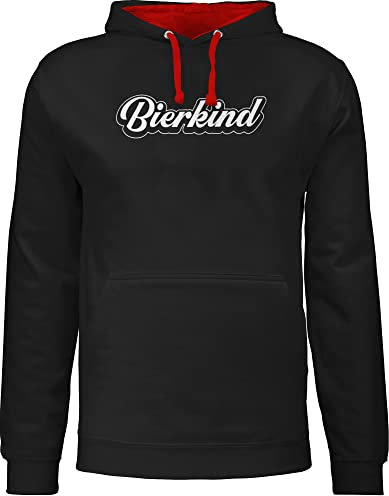 Shirtracer Pullover Herren Frauen Hoodie Kontrast zweifarbig - Party & Alkohol Damen - Bierkind - XL - Schwarz/Rot - Sauf Hoddies Alki Fun-Kapuzenpullover Saufen hoddis Trinken Pulli trinksprüche