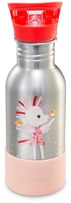 Lilliputiens - Kindertrinkflasche aus Edelstahl 600ml - Happy Lena - Mit Trinkhalm und stoßfester Silikonbasis - Perfekt für Schule, Picknick und Spaziergänge - Ab 2 Jahren - 84472
