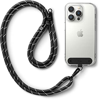 Ringke Holder Link Strap with Black Nylon Tag, Adjustable Crossbody Phone Lanyard Strap Compatible with Universal Smartphones and Cases