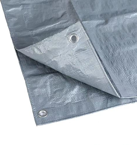 KAV Universal Premium Abdeckplane Wasserdicht Schwerlastplane mit Ösen Bodenplane in Grau für Gartenmöbel, Pool, Auto, LKW (4x6ft)
