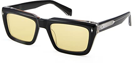 HPIRME Gafas de sol de acetato tono amarillo con gafas de sol antiguas.,Amarillo cristal,Talla única