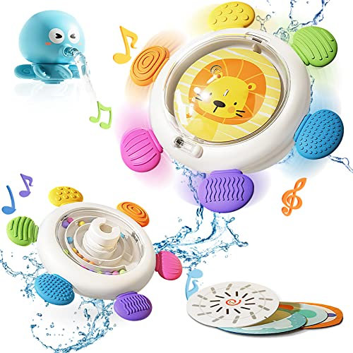Wholede Saugnapf Spielzeug Baby, Suction Cup Baby, Baby Spielzeug 0 6 Monate mit Saugnapf, Baby Badewannenspielzeug ab 1 Jahr mit Oktopus Spray Wasser Badespielzeug