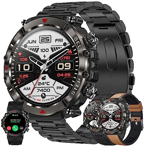 MYSHUN Montre Connectée Homme avec Appels Bluetooth, 1,39'' Smartwatch avec 123 Modes Sportifs/SpO2/Lecteur de Musique/Fréquence Cardiaque/Sommeil/ SpO2 pour Android iOS (Noir)