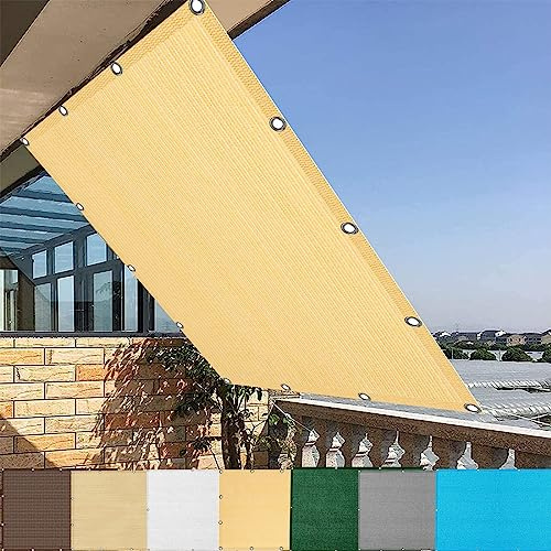 Sonnensegel Rechteckig 2.6x2.6m Balkon Sichtschutz Sonnensegel Balkon Sonnenschutz Wind- und UV-Schutz für Gartenzaun Balkonzaun, Creme Farben