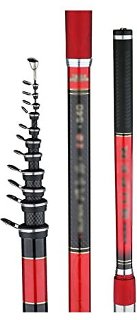 FIONEL Angelsets Angelrute mit langem Abschnitt, Carbon, superhart, Ultraleicht, Langer Wurf, Gleitdrift, großer Führungsring, Angelrute Teleskop-Angelrute (Color : A, Size : 2#6.3m)
