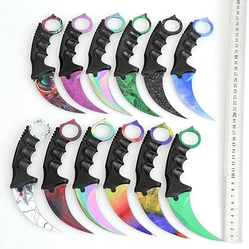 Generisch Hochwertiges CSGO Jagdmesser CSGO Karambit Legal Messer Skin Übungsmesser Trainingsmesser Real-Life-Sammlung Scharf Jagd Survival Outdoor Counter-Strike Knife (Random [Scharf!])