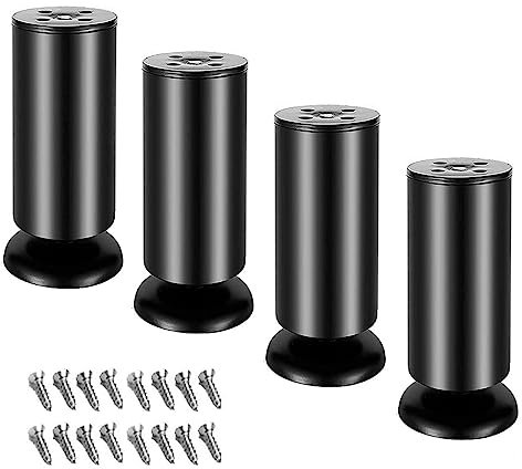 Tischbeine für runde Tische, Möbelbeine für Betten, Tischbein-Höhenversteller für Küchenschränke, Sofas, Betten, Schränke, Arbeitsplatten, Einheit, Frühstück, schwarz-6 cm (2,3 Zoll) (schwarz 20 cm (7
