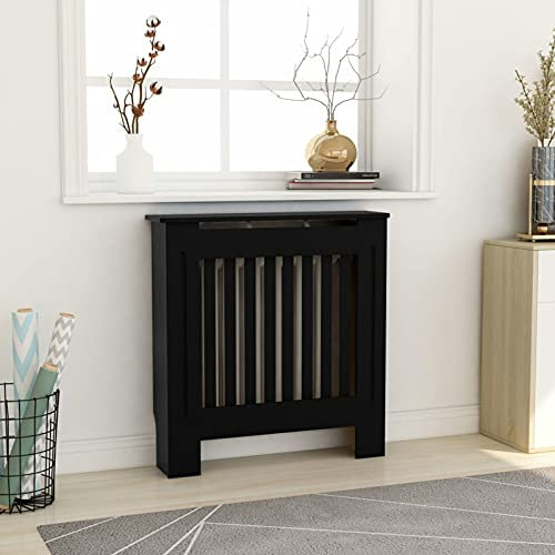 Homgoday MDF Radiator Cover Black 78 cm, Radiator Cover Grill Shelf Cabinet, Heater Covers Modern Radiators Shelf, Hallway Decorative Wall Cabinets for Living Room 1383