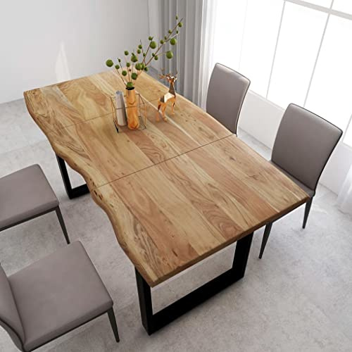 MNISDFL Tavolo da conferenza, da bar, tavolo da pranzo, 180 x 90 x 76 cm, in legno massello di acacia, facile da montare