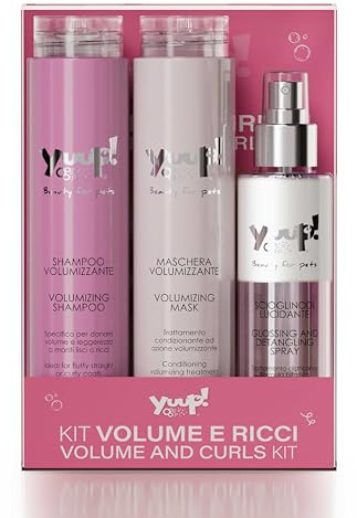 YUUP! - KIT VOLUME E RICCI | Shampoo volumizzante, Maschera volumizzante e Scioglinodi lucidante, kit per cani e gatti con manti lunghi e voluminosi