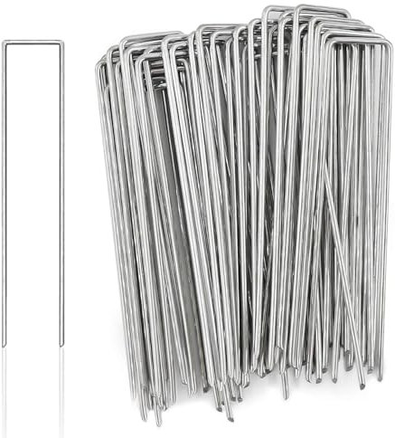 Erdanker verzinkt,50pcs 100mm lang Anti-Rost Erdanker aus Stahl,Robuste Erdnägel für Garten, Befestigung von Folien, Kunstrasen, Zaun,Stoffen, Zelten, Wasserleitungen