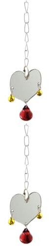 BESPORTBLE 2stücke Herzförmiger Vogelspielzeug-Spiegel Mit Glocke Für Papageien Hängendes Spielzeug Für Wellensittiche Zur Stressreduktion Beschäftigung Im Käfig Glockenfarbe Zufällig