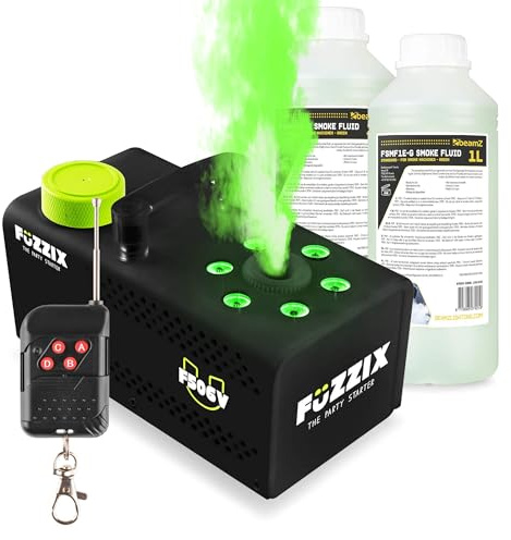 Fuzzix F506V - Vertikale Nebelmaschine Mini mit Fernbedienung & LED Lichteffekt, 2L Nebelfluid, Smoke Machine mit 500 Watt, Rauchmaschine Party für Hochzeiten, Nebelmaschine Halloween, Fog Machine
