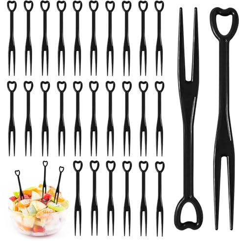 GIONAR Obstgabel Plastik, 200 Stück Mini Gabeln für Desserts, Herzform Kuchengabeln, Exquisite Obstgabeln, Ideal zum Dekorieren von Kuchen, Desserts und als Partyzubehör