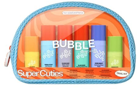 Bubble Super Cuties Kit - Day Moisturiser, Night Cream, Eye Cream, Sleep Mask, Gel Cleanser, Water Cream, Vitamin C + Niacinamide Serum