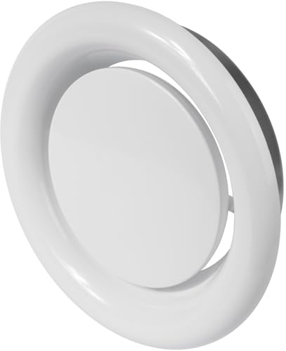 Repa Market ø8 Inch White Steel Exhaust Diffuser with Flange - Soffit Vent Grille - Adjustable Valve for Optimal Airflow - Quiet Duct Air Extraction - Indoor Ventilation - Round Duct Cover