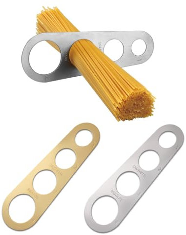 SIRLOMU 2 Stück Edelstahl-Spaghetti-Maß, Spaghetti-Maß, Spaghetti-Portionierer, Spaghetti-Maß, Spaghetti-Maß, Küchenhelfer (mit 4 Messlöchern)