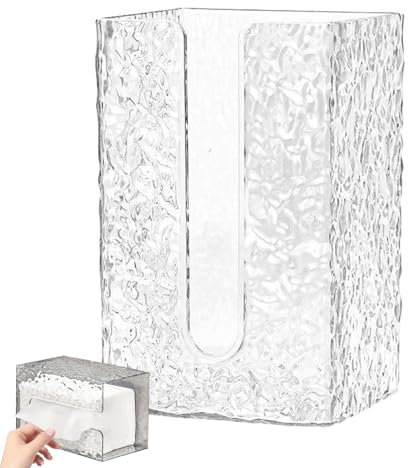 Distributore di asciugamani da parete – Dispenser di asciugamani di carta a onde d'acqua, creativo, moderno | dispenser di salviette trasparenti per cosmetici, supporto da parete per bagno