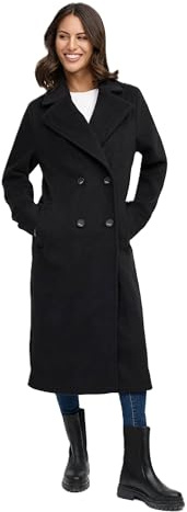 Navahoo Damen lange Übergangsjacke Mantel in Woll-Optik mit Reverskragen Sternlein 14 XS-3XL