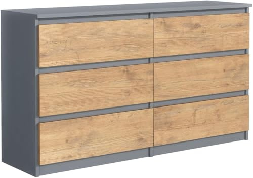 MebLocker Commode 140 cm, 6 tiroirs, Anthracite/Lancelot