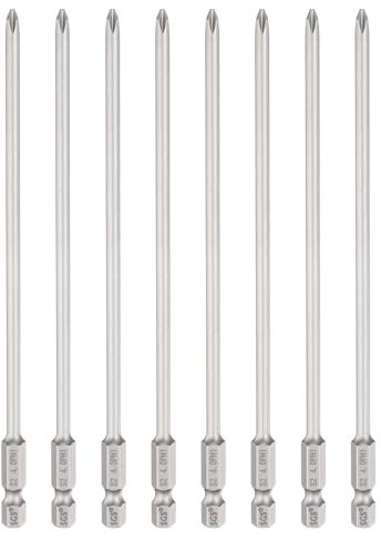 sourcing map 8pcs #1 Phillips Screwdriver Bit PH1 1/4 Hex Shank 6 (150mm) Long 4mm Rod Magnetic Cross Head Drill Bits S2 Steel Industrial Screw Driver Bit for Electric Power Tools, Gray
