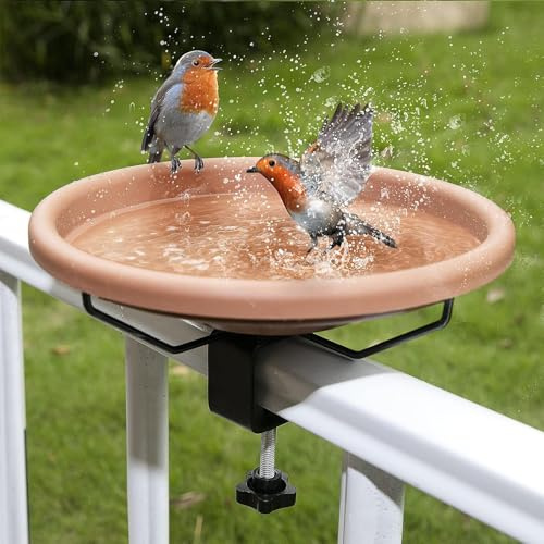 Vogelfutterspender und Vogeltränke,Vogeltränke Balkon,∅ 26,5cm Vogeltränke Hängend für Balkongeländer,Garten mit Halterung,Stehend&Winterfest