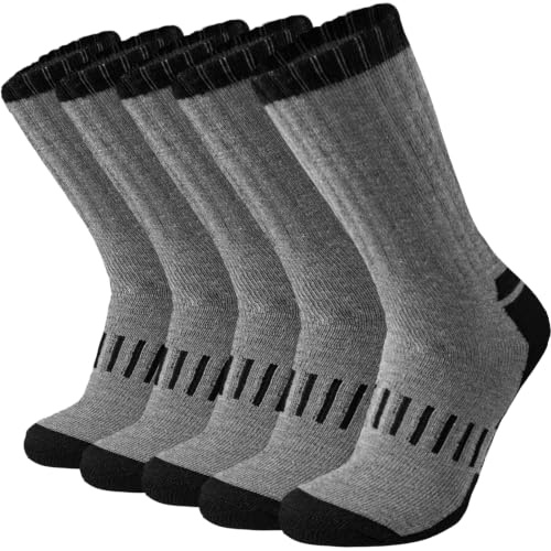 Wamicu Men’s Heavy Duty Work Socks - 5 Pack Thick Thermal Athletic Socks