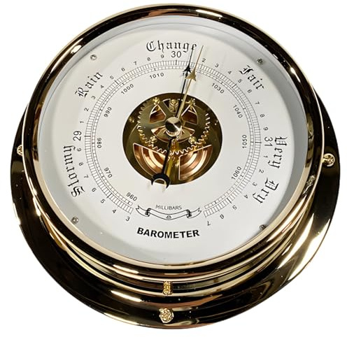 6 In Maritime Barometer, Stainless Steel Weather Gauge, Clock Style Nautical Barometer, Easy Mounting