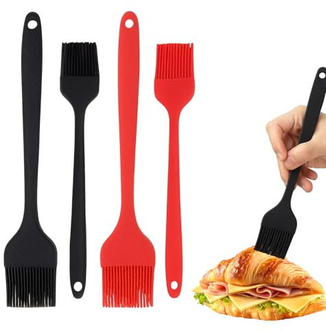 4 PCS Silicone Basting Pastry Brush,Heat Resistant Cooking Brush for Oil Butter Sauce,Premium Cooking Brush for Sauce Marinade Meat Glazing