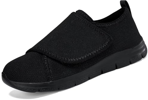 CHDDHX Zapatos Diabéticos para Mujer Ancho Ortopédicos Ajustables Pantuflas Anchas Invierno Cálidas Comodos Zapatillas Fascitis Plantar Negro Talla 36