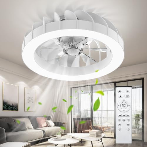 Ateroll Ventilador de Techo con luz, 48CM RGB Lampara Ventilador Techo con Control Remoto, Ventilador Silencioso de 6 Velocidades con Temporizador y Memoria, Dimmable 3000K-6500K para Dormitorio Salón