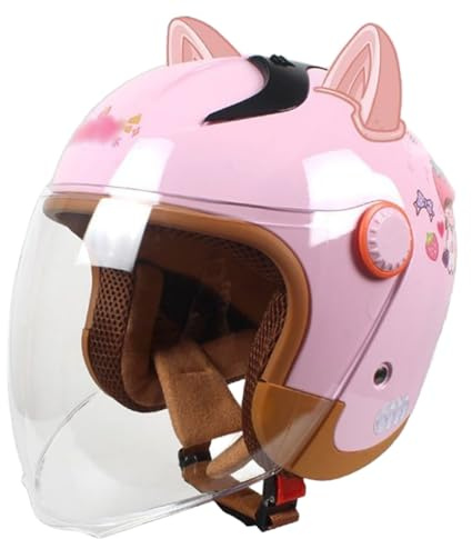 Casco Abierto para Niños De Motocicleta con Visera Solar, Casco Abierto para Niños Y Niñas De 2 A 6 Años, Casco para Ciclomotor Infantil Homologado ECE 22.06 F,48-56cm
