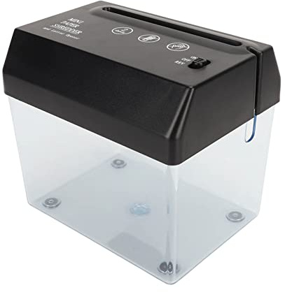 HUSHUI USB-Aktenvernichter, Elektrischer -A4-Aktenvernichter für das Büro zu Hause mit Durchsichtigem Papierkorb, Seitlichem Brieföffner, Batteriebetrieben über USB